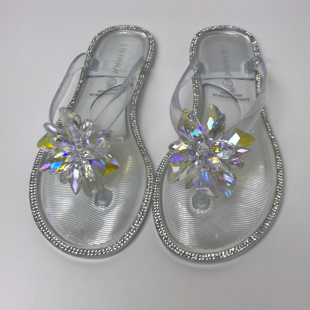Rhinestone Iridescent Jelly Flip Flops/ Sandals